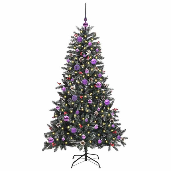 vidaXL Kunstig juletre med 150 LED gr&oslash;nn 150 cm PVC og plast og st&aring;l