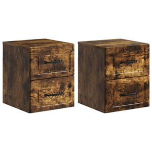 vidaXL Vegghengt Nattbord med skuff 2 pcs R&oslash;kt Eik 34,5 x 33 x 40 cm