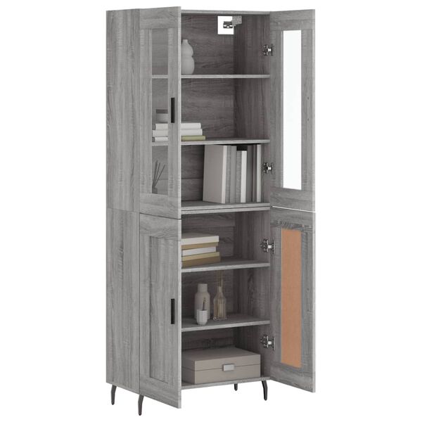 vidaXL Highboard gr&aring; sonoma 69,5x34x180 cm konstruert tre