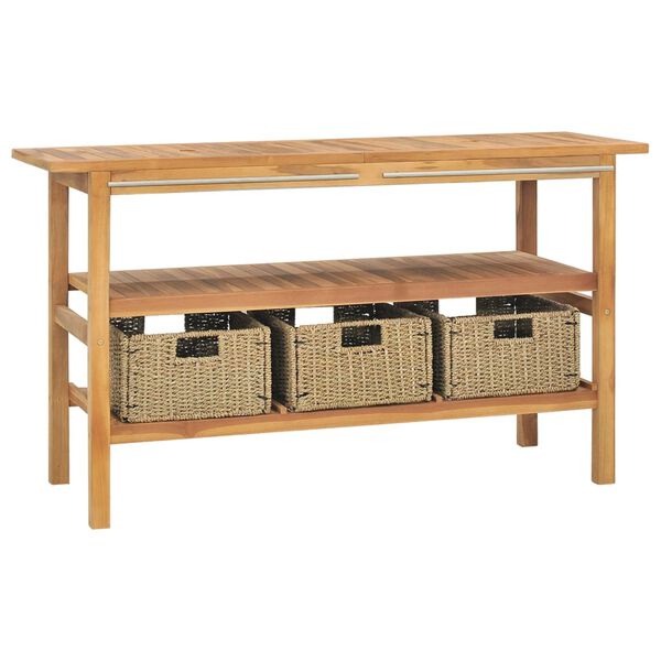 vidaXL Baderomshylle med vasker i elvestein heltre teak