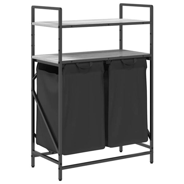 vidaXL skittent&oslash;yskurv 2 rom med hyller gr&aring; eik