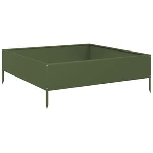 vidaXL H&oslash;ybed olivengr&oslash;nn 100x100x33,5 cm st&aring;l