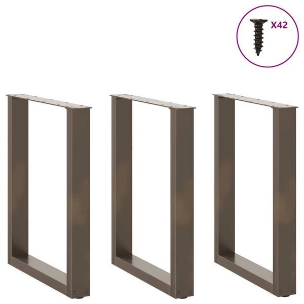 vidaXL Spisebordben U-formet 3 stk naturst&aring;l 70 x (72-73) cm st&aring;l