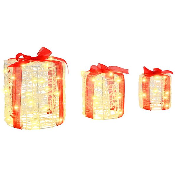 vidaXL Gaveeske Dekorasjon 3 pcs Varmhvit 20 x 20 x 21 cm Akryl