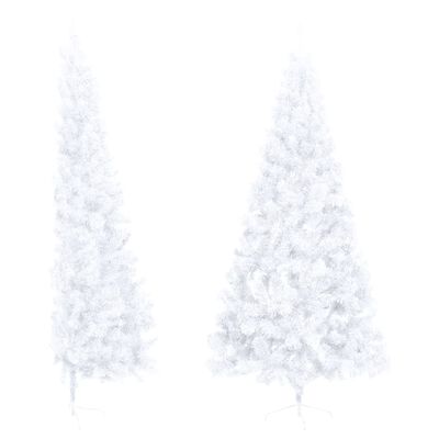 vidaXL Kunstig halvt juletre med fot hvit 210 cm PVC