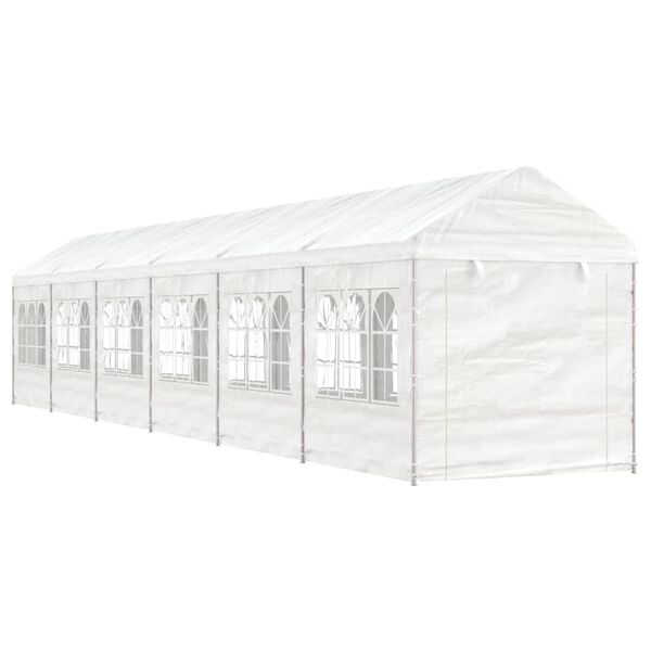 vidaXL Paviljong med tak hvit 13,38x2,28x2,69 m polyetylen