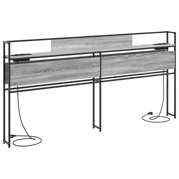 vidaXL Lagringshodegavl med hylle Gr&aring; sonoma 200 cm Konstruert tre