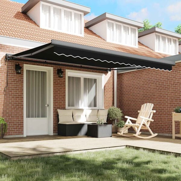 vidaXL Markise Svart 400 &times; 300 cm Polyester og aluminium