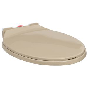 vidaXL Toalettsete myktlukkende med hurtigutl&oslash;sing beige oval