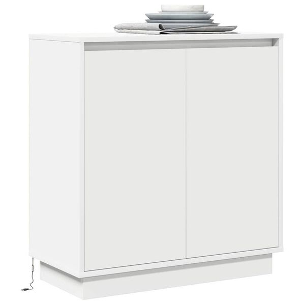 vidaXL LED sideboard med hylle Hvit 71 x 34,5 x 75 cm Konstruert tre