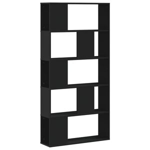 vidaXL Bokhylle 5 etasjer svart 80,5x23,5x162,5 cm konstruert tre