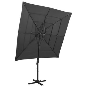 vidaXL Hageparasoll med aluminiumsstang 4 niv&aring;er antrasitt 250x250 cm