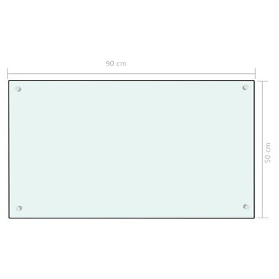 vidaXL Kjøkkenplate hvit 90x50 cm herdet glass