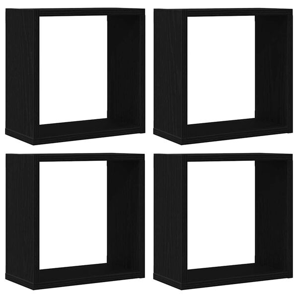 vidaXL Vegghyller kube 4 stk svart eik 30x15x30 cm konstruert tre
