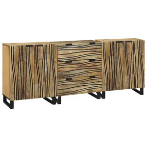 vidaXL Sidebord Sett 3 stk. Naturlig 180 x 33 x 75 cm Massiv mango tre