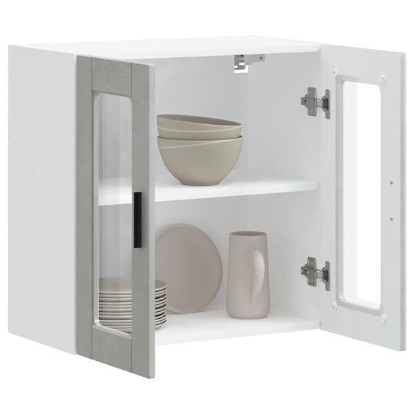 vidaXL Veggmontert kj&oslash;kkenskap med glassd&oslash;r Porto betonggr&aring;