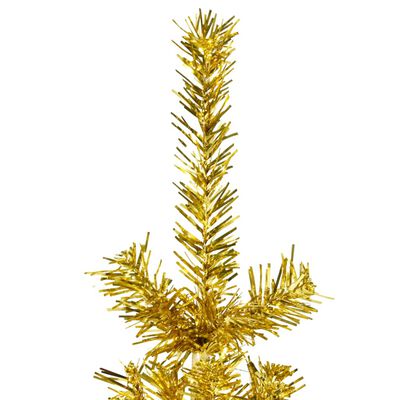 vidaXL Kunstig halvt juletre med stativ tynt gull 180 cm