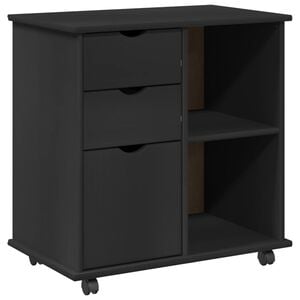 vidaXL Rullende skap 63,5 x 39 x 65,5 cm Massiv furu Svart