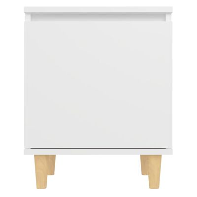 vidaXL Nattbord med ben i heltre hvit 40x30x50 cm
