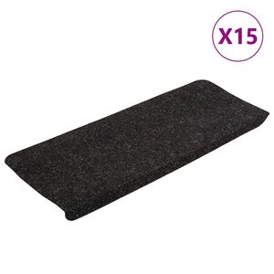 vidaXL Selvklebende trappematter 15 stk 65x24,5x3,5 cm antrasitt