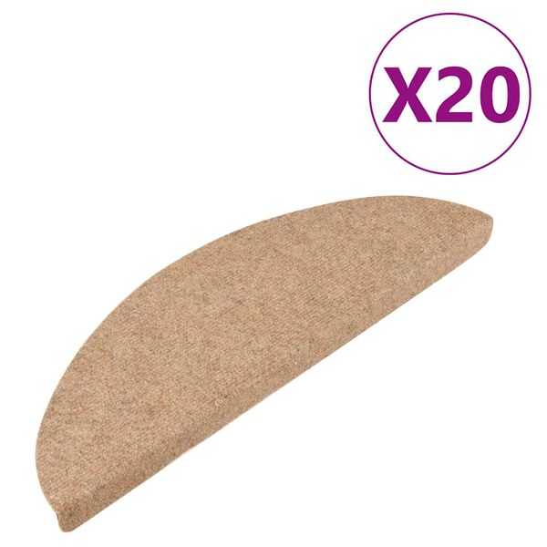 vidaXL Selvklebende trappematter 20 stk beige 56x17x3 cm