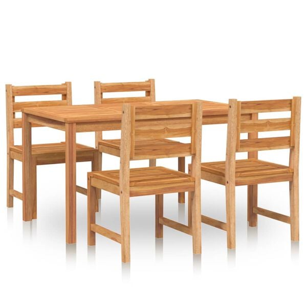 vidaXL Hagespisegruppe 5 deler heltre teak