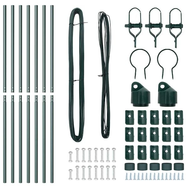 vidaXL Gjerdep&aring;le 7 pcs gr&oslash;nn St&aring;l