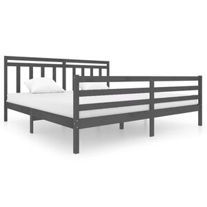 vidaXL Sengeramme gr&aring; heltre 200x200 cm