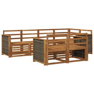 vidaXL Seksjonssofa Sett 6 pcs Naturlig Solid akasietre