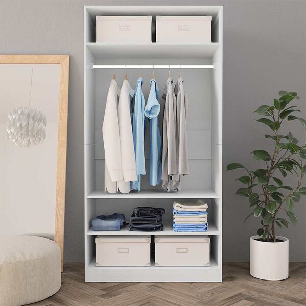 vidaXL Garderobe hvit 100x50x200 cm konstruert tre