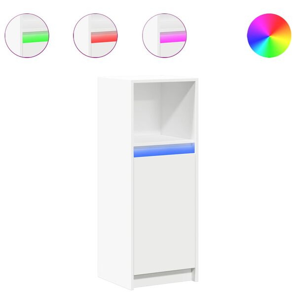 vidaXL Skjenk med LED hvit 38x34x100 cm konstruert tre