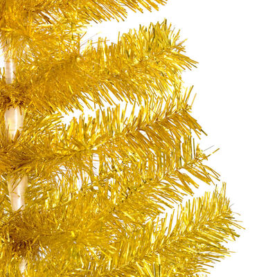 vidaXL Forhåndsbelyst kunstig juletre med kulesett gull 210 cm PVC