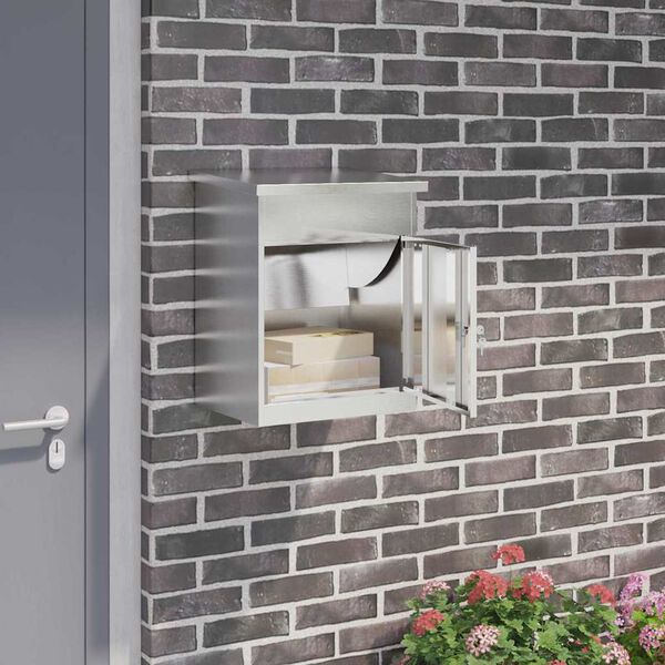 vidaXL Pakkeinnkast Svart 44 x 35 x 59 cm Rustfritt stål