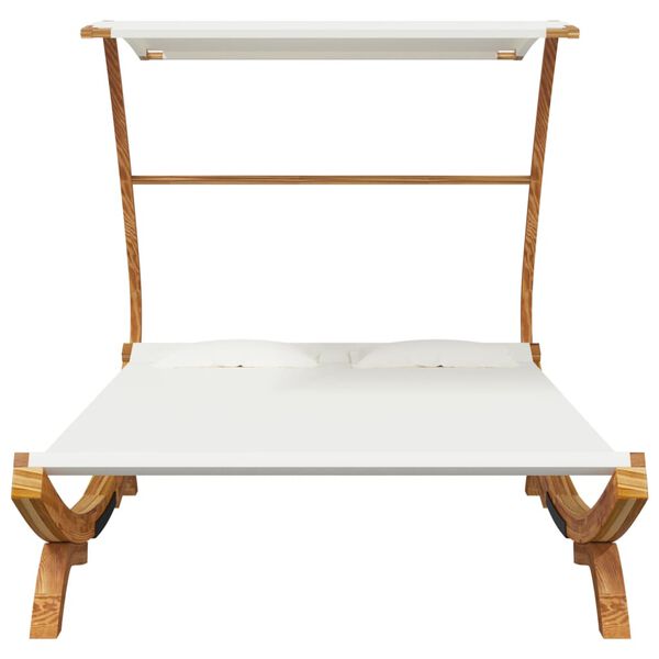 vidaXL Loungeseng med solskjerm 165x203x138 cm bøyd heltre kremhvit