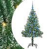 vidaXL Kunstig Julesekk Sn&oslash; Flocket med LED Lys Gr&oslash;nn og hvit 150 cm