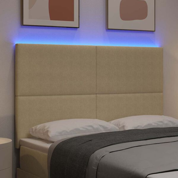 vidaXL LED Hodegavl med LED -stripelys Gr&aring;gr&oslash;nn 144 cm stoff