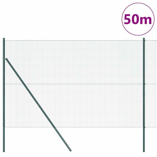 vidaXL Gjerdep&aring;le gr&oslash;nn 50 x 1,5 m (16 x 16 mm mesh) St&aring;l og PVC