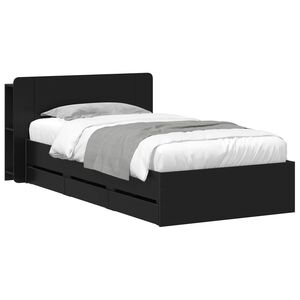 vidaXL Sengramme med oppbevaring og hodegavl Svart 75 x 190 cm