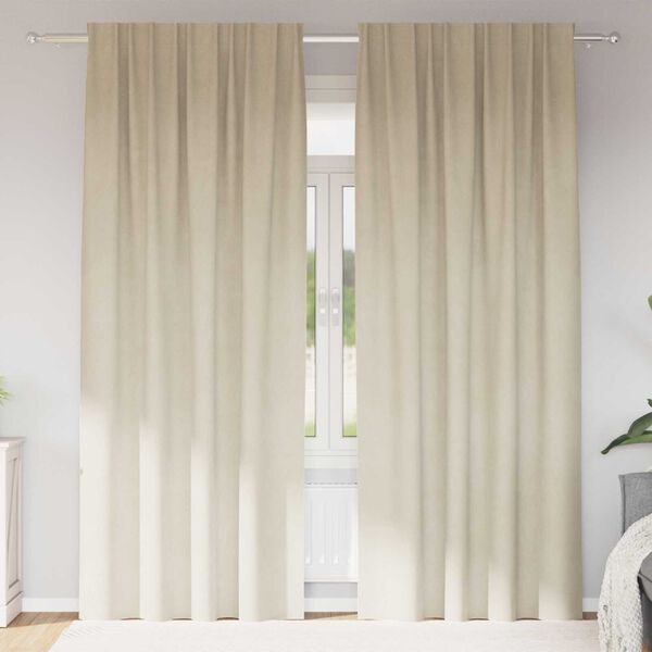 vidaXL Blendingsgardiner 2 pcs Krem 140 x 245 cm Fl&oslash;yel