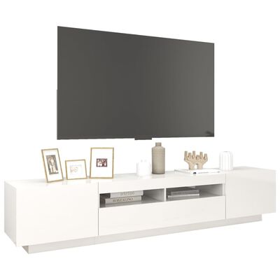 vidaXL TV-benk med LED-lys høyglans hvit 200x35x40 cm