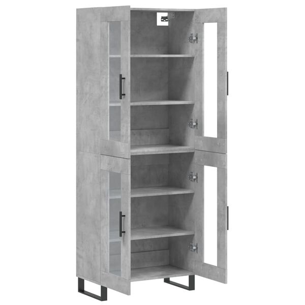 vidaXL Highboard betonggr&aring; 69,5x34x180 cm konstruert tre