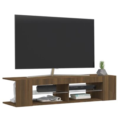vidaXL TV-benk med LED-lys brun eik 135x39x30 cm