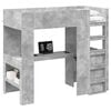 vidaXL Loft seng ramme med skrivebord med hylle Betonggr&aring; 90 x 190 cm