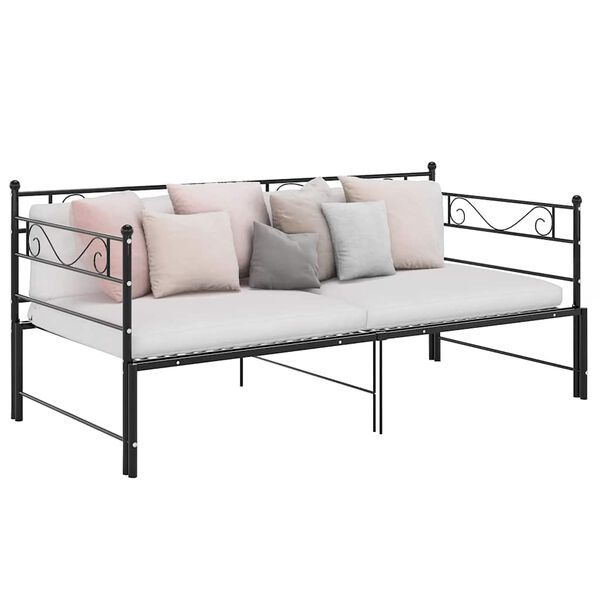 vidaXL Uttrekkbar ramme til sovesofa svart metall 90x200 cm