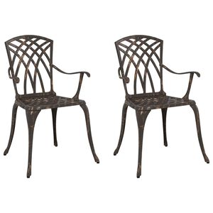 vidaXL Hage Stol 2 pcs Bronse 53 x 51 x 88,5cm Aluminium