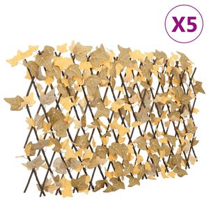 vidaXL Utvidbart espalier kunstige l&oslash;nneblader gr&oslash;nn 5 stk 190x60 cm