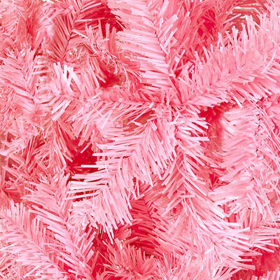 vidaXL Forhåndsbelyst slankt juletre med kulesett rosa 210 cm