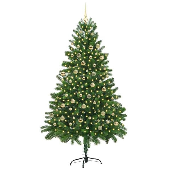 vidaXL Juletre med 300 LED med stativ gr&oslash;nn 210 cm PE