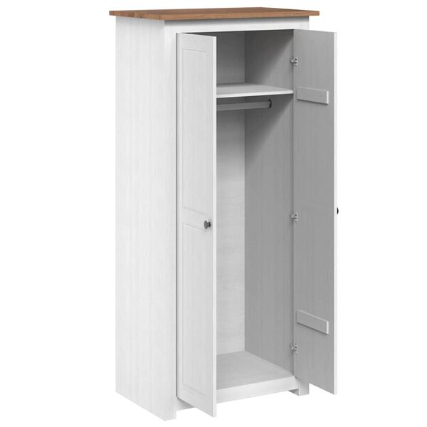 vidaXL Garderobeskap hvit 80x50x171,5 cm heltre furu Panama Range