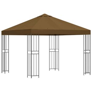 vidaXL Paviljong 3 x 3 m Gr&aring;brun Polyester og st&aring;l 190 gsm